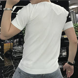 Aidase Summer Patchwork Color Slim Fit Knitted T Shirt Men O-Neck Stretched Tee Shirt Homme Streetwear Fashion Men Casual T-Shirt aidase-shop