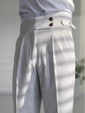 AIDASE  -  Italian Naples Dress Suit Pants, Men's High Waist Straight Trouser, Spring Summer Fashion Casual Business Smart Breathable Pants aidase-shop
