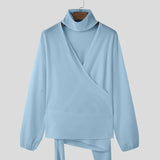 AIDASE  -  Tops American Style Sexy Men's Deconstruction Design Solid V-neck Shirts Casual Clubwear Long Sleeved Blouse S-5XL aidase-shop