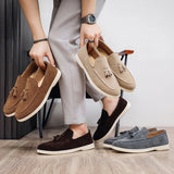 AIDASE  -  Fashion Men's Casual Shoes Suede Leather Men Classic British Style Tassels Loafers Moccasins Mens Outdoor Driving Flats aidase-shop