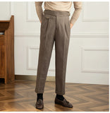 Aidase Autumn Winter Men's Warm Retro Straight Trouser Male Casual British High Waist Pants Office-trousers Dress Pant Trousers aidase-shop