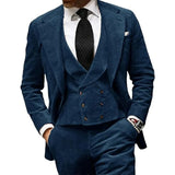 Aidase Autumn Winter Corduroy Suit For Men Single Breasted Peaked Lapel Business Casual Male Blazer Vest Pants 3Pcs Set Wedding costume aidase-shop