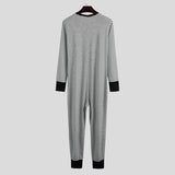 AIDASE  -  Men's Striped Pajamas O-Neck Long Sleeve Romper Home Wear Cozy Leisure Sleepwear S-3XL aidase-shop
