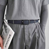 AIDASE  -  Weaving Belt Men's Fashionable Belt for Young Adults Casual Multifunctional Canvas Pants Belt with Elastic Golf Studs Fabric Lea aidase-shop