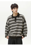 AIDASE  -  Autumn Winter New Fashion Men’s Striped Casual Trendy Turn-down Collar Long Sleeve Button Pullover Polo Shirts Male Clothes Tops aidase-shop