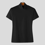 AIDASE  -  Men T Shirt Turtleneck Short Sleeve Hollow Out Backless Male Tee Tops Streetwear Bowknot Fashion Casual Men Clothing aidase-shop
