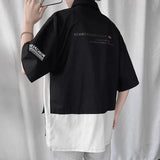 AIDASE  -  College Style Short-sleeved Shirt Men's Casual Loose Hong Kong Style Work Shirt Korean Style Fashion Summer Trend Contrast Top aidase-shop