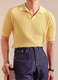 AIDASE  -  Italy Polo Jacquard V-neck Knitted Polo Shirt For Men's Cotton Blend Casual Summer Men Polo Shirt Short Sleeve Mannen Polo aidase-shop