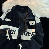 American Vintage Racing Jacket Men Cycling Lapel Jacket Women BF Letter Varsity Coat Oversize High Street Vibe Baseball Uniform aidase-shop