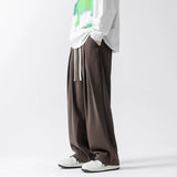 AIDASE  -  Spring Summer Coffee Casual  Ice Silk Pants Men's Trend Solid Pants Men Drape Mopping Pants Straight Loose Wide-leg Trousers aidase-shop
