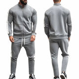 AIDASE  -  Spring Autumn Men's 2-Piece Set Color Blocking Zipper Stand Collar Casual Sports Jacket Sweatshirt Trousers Suit aidase-shop