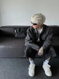 Aidase Hip-hop Men Jorts Low Rise Brushed Black Baggy Jeans Cropped Frayed Wide Leg Denim Shorts Oversize Pants Male Trousers