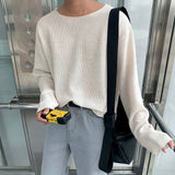 Aidase Mens Casual Knitted Long-Sleeved Tops Genderless 2024 New Fashion Individuality Solid Color Simple Thin Comfort T-Shirt Unisex aidase-shop