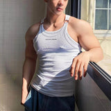 AIDASE  -  Summer New Men's Solid Color Sports Vest Retro Fashion Trendy Street Slim Fit Casual Breathable Simple Niche Men's Top aidase-shop