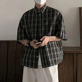 AIDASE  -  New Summer Men's Shirts Plaid Design Short Sleeved Turn-down Collar Casual Menswear Single Breasted Loose Male Tops aidase-shop