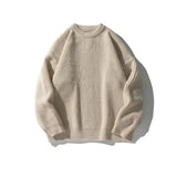 AIDASE  -  Men's Casual Loose Knitted round Neck Sweater Base Shirt Pure Color Simple Match Autumn Daily Wear Comfortable Loose Fit Top aidase-shop