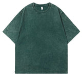 AIDASE  -  Washed Old Men and Women Same New FashionTT-shirt New Drop-Shoulder Pure Cotton Solid Color Distressed Short Sleeve aidase-shop