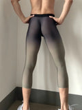 AIDASE  -  Summer Spring Mens Fitness Gradient Plus Size Sporty Cropped Leggings Skinny Workout Tight Joggers Pants Trousers aidase-shop