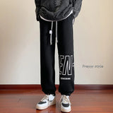 AIDASE  -  American Letter Print Casual Pants Fall Trend Large Size Drawstring Leg Sweatpants Loose Sports Casual Pants Women Men Clothing aidase-shop