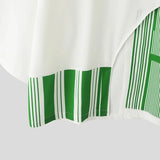 AIDASE  -  Men Irregular Shirt Striped Patchwork 3/4 Sleeve Loose Men Clothing Korean Style Streetwear Fashion Casual Male Shirts aidase-shop