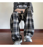 AIDASE  -  Men's Plaid Casual Pants Loose Straight Hong Kong Style Spring Autumn New Fashion Comfortable Breathable Men's Trousers aidase-shop
