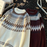 AIDASE  -  New Casual Mens Knitting Sweater Autumn Winter Daily Leisure Mens Knitted Jumper Tops Men Vintage Geometric Jacquard Sweaters aidase-shop