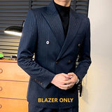 Aidase Lurex Yarn Casual Double Breasted Stripe For Men 2023 Blazer Masculino British Daily Men Blazer Hombre Fashion Shiny Slim Blazer aidase-shop