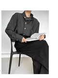 AIDASE  -  New Chinese Retro Design Niche Shirt Korean Style Fashion Trend Irregular High-end Shirt Neckline Chic Jacket Men Aesthetic aidase-shop