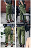 AIDASE  -  Vintage Green Gurkha Pants For Men Adjustable Waist Buckle Cotton Naples Trousers Fashion Casual Loose Ankle-Length Cargo Pants aidase-shop