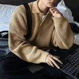 AIDASE  -  Autumn Winter Men's  Ne Knitwear Loose Fit Lazy Sle High Collar Sweater Casual Youthful Vitali Long Sve Crew Ne aidase-shop