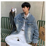 AIDASE  -  Korean Style Casual Men's Denim Jacket Turndown Collar Button Long Sleeve Spring Fall Casual Coat Couple College aidase-shop