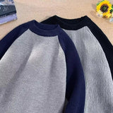 AIDASE  -  Loose Long Sve Pullover Knitted Sweater oulder Insert Design for Men And Women Casual round Ne Knitwear for Couples aidase-shop