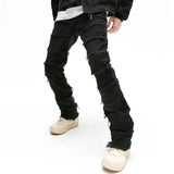 Aidase Heavy Industry Hole Frayed Destruction Waxed Jeans Mens High Street Retro Straight Ripped Pencil Pants Oversize Denim Trousers aidase-shop
