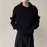 Autumn Men's Luxury Knitted Hooded Pullovers Sweater Casual Streetwear Striped Solid Color Long Sleeve Hoodie Vintage aidase-shop