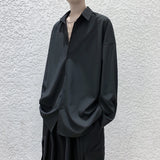 Aidase Men Black Solid Long-sleeved Shirts Mens Harajuku Fashion Oversize Shirt Male Gray Casual Streetwear Loose Blouses Plus Size