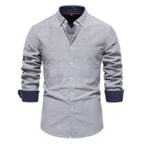 AIDASE  -  Men's Slim Fit Casual Shirt Autumn New Style Fashionable Solid Color Long Sleeve Top Versatile Male Apparel aidase-shop