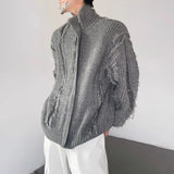 Aidase Mens Sweater Tassel Distressed Casual Sweater Autumn Fashion Personality Streetwear Versatile Trend Sweater Men'S Clothing 2024 aidase-shop