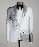 Aidase Luxury Beads 2 Pieces Blazer Pants Men Suits Shiny One Button Sheer Lapel Diamonds Formal Party Wedding Groom Plus Size Tailored