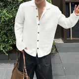 AIDASE  -  Men Shirt Hollow Out See Through Solid Color Lapel Long Sleeve Men Clothing Streetwear Loose 2025 Fashion Casual Tops aidase-shop