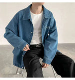 AIDASE  -  Pearl Hot Diamond Design Men's Jackets Lapel Letter Washing Single Breasted Casual Contrast Color Loose Male Coats aidase-shop
