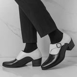 AIDASE  -  Men's High Heel Leather Shoes 5cm Pointed Toe Business Formal Shoes Trendy Hairstylist Style Casual round Toe Leather Shoes aidase-shop