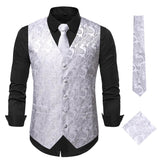 AIDASE  -  Men's Paisley Floral Embroidered Vest Suit Waistcoat with Tie New Autumn Fashion European Size Business Formal Dress aidase-shop