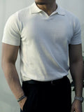 AIDASE  -  Summer Lightweight  Knitted Shirt Short Sleeve Turn-down Collar Men's Business Casual  Color American Retro T-shirt aidase-shop