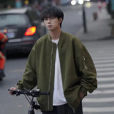 Aidase Man Bomber Jacket Oversize Spring Autumn Boys Long Sleeve Stand Collar Baseball Clothes Black Green Retro Coat Plus Size Xxl aidase-shop