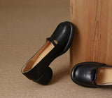 AIDASE  -  New Women Mary Jane Shoes Retro Round Toe Thick Platform Slip On Soft Leather Casual Loafers Comfort Flat Pumps aidase-shop