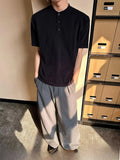 AIDASE  -  Light ey Knitted ort Sve Henry Collar T-irt for Men oulder Fit CleanFit Summer Faionable Casual Basic Sle aidase-shop