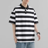 AIDASE  -  Summer Short Sleeve Striped Polos Shirts Men Anti-Wrink Turn Down Collar Casual Polos Male Sports Tees Couple Tops Streetwear aidase-shop