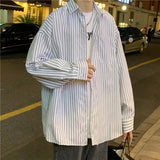 AIDASE  -  Men's Trendy Striped Shirt Long Sleeved Korean Style Fashion Shirt Spring Autumn Hong Kong Style Casual Jacket Couple's Outfit aidase-shop