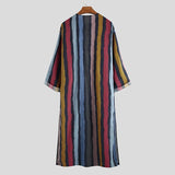 AIDASE  -  Men's Muslim Long Sleeve Cotton Striped Robes Islamic Arabian Kaftan Suit Middle East Dubai Abaya Retro Spring Clothing 2025 New aidase-shop