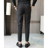 AIDASE  -  Men's Milled Pants, Autumn and Winter Thickened Solid Color Business Casual with Belt Pants aidase-shop